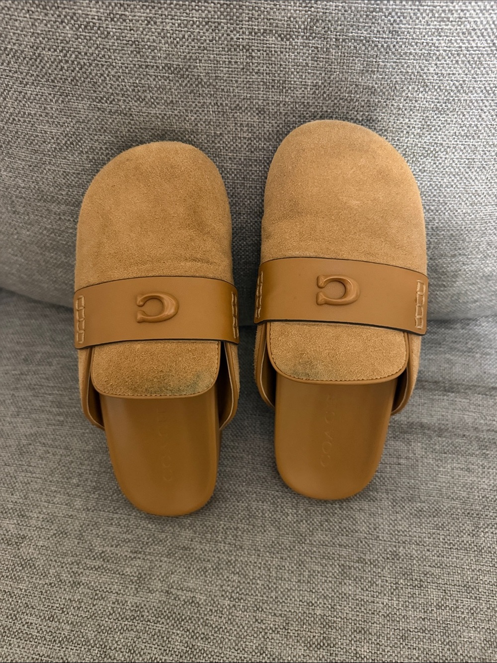Coach Kids Tan Suede Slip-On Mules